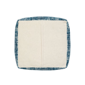 Homeroots 18" Blue Polyester Blend Ottoman Teal,Ivory Polyester 517924