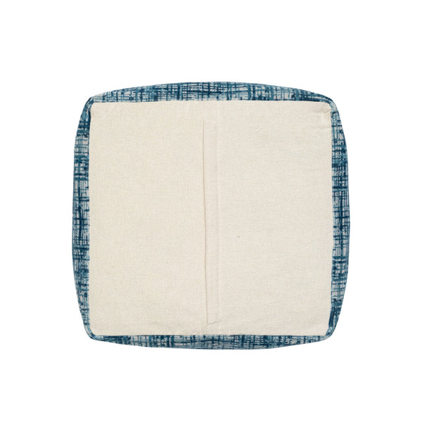 Homeroots 18" Blue Polyester Blend Ottoman Teal,Ivory Polyester 517924