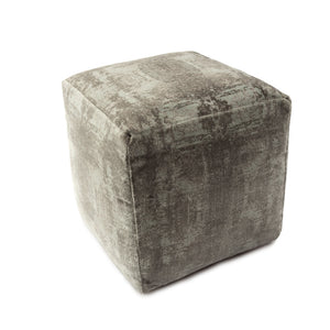 Homeroots 18" Gray Polyester Blend Ottoman Gray,Ivory Polyester 517926