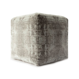 Homeroots 18" Gray Polyester Blend Ottoman Gray,Ivory Polyester 517926