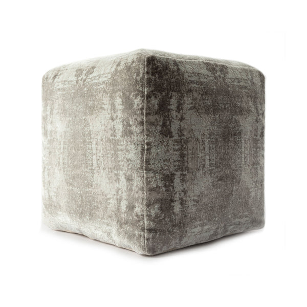 Homeroots 18" Gray Polyester Blend Ottoman Gray,Ivory Polyester 517926