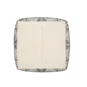 Homeroots 18" Gray Polyester Blend Ottoman Gray,Ivory Polyester 517926
