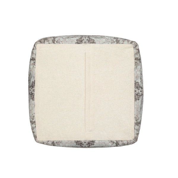 Homeroots 18" Gray Polyester Blend Ottoman Gray,Ivory Polyester 517926