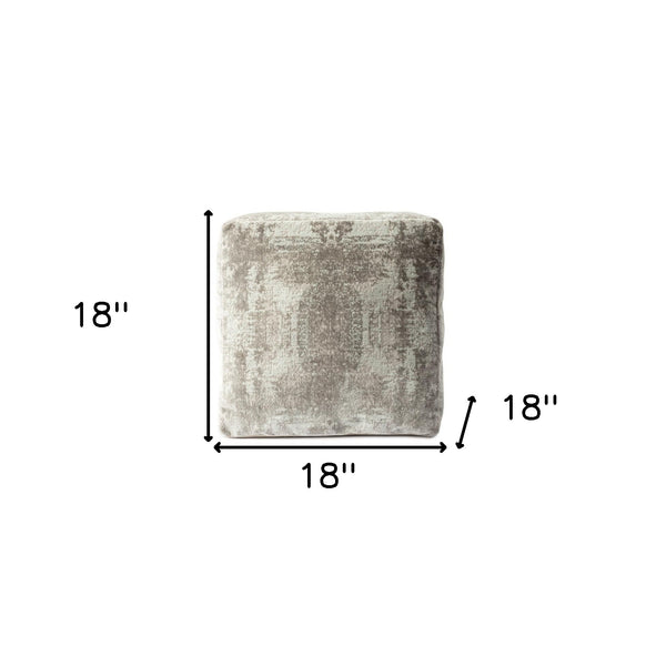 Homeroots 18" Gray Polyester Blend Ottoman Gray,Ivory Polyester 517926