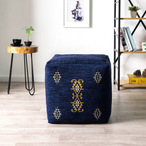 Homeroots 18" Blue Polyester Blend Ottoman  Polyester 517928
