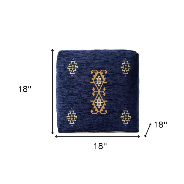 Homeroots 18" Blue Polyester Blend Ottoman  Polyester 517928