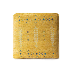 Homeroots 18" Yellow Polyester Blend Ottoman  Polyester 517930