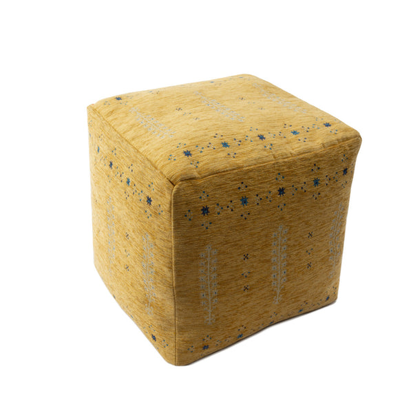 Homeroots 18" Yellow Polyester Blend Ottoman  Polyester 517930