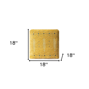 Homeroots 18" Yellow Polyester Blend Ottoman  Polyester 517930