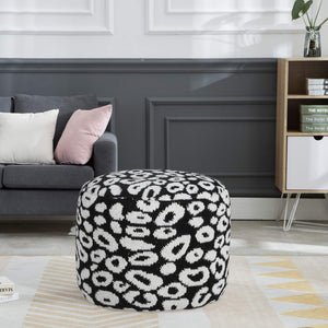 Homeroots 18" Black Cotton Blend Ottoman  Cotton 517933