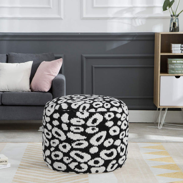 Homeroots 18" Black Cotton Blend Ottoman  Cotton 517933