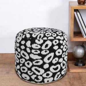 Homeroots 18" Black Cotton Blend Ottoman  Cotton 517933