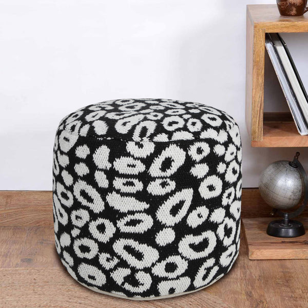 Homeroots 18" Black Cotton Blend Ottoman  Cotton 517933
