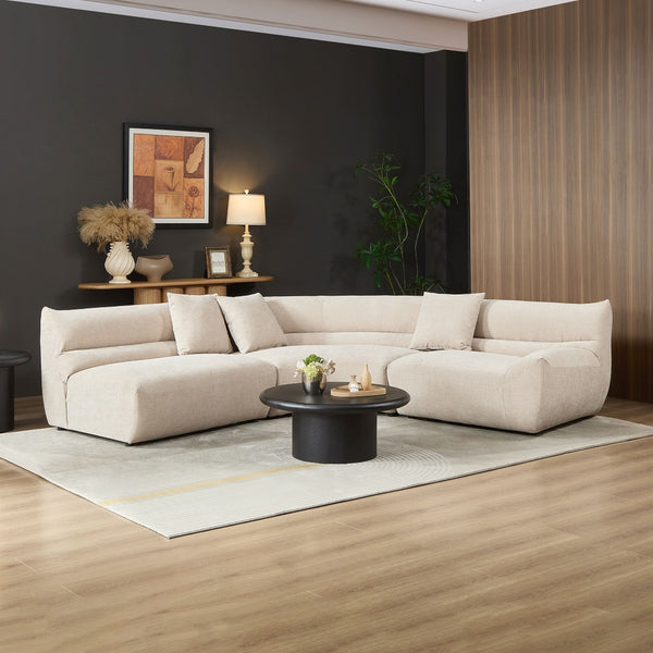 English Elm Modular Cloud Sectional Three Piece Curved Sofa with Polyester Upholstery for Living Room W2582S00202