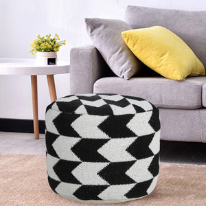 Homeroots 18" Black Cotton Blend Ottoman  Cotton 517935