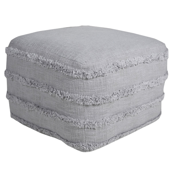 Homeroots 18" Gray 100% Cotton Ottoman Light Gray Cotton 517936