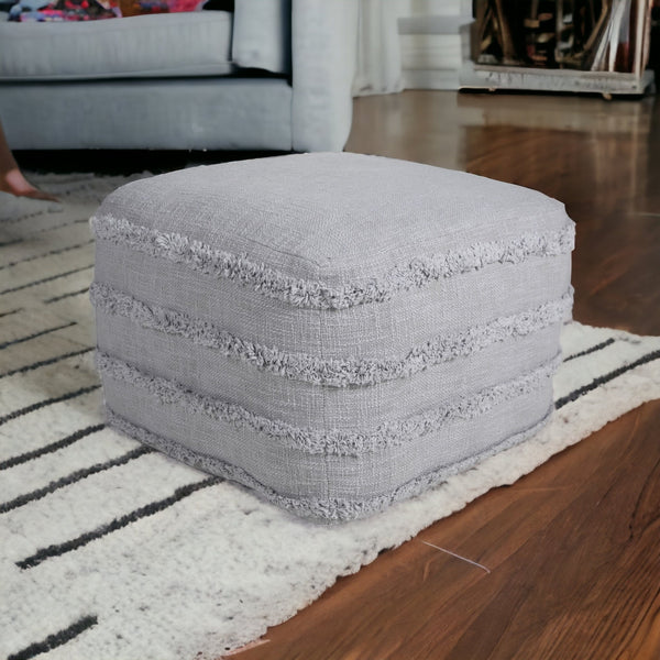 Homeroots 18" Gray 100% Cotton Ottoman Light Gray Cotton 517936