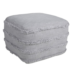 Homeroots 18" Gray 100% Cotton Ottoman Light Gray Cotton 517936