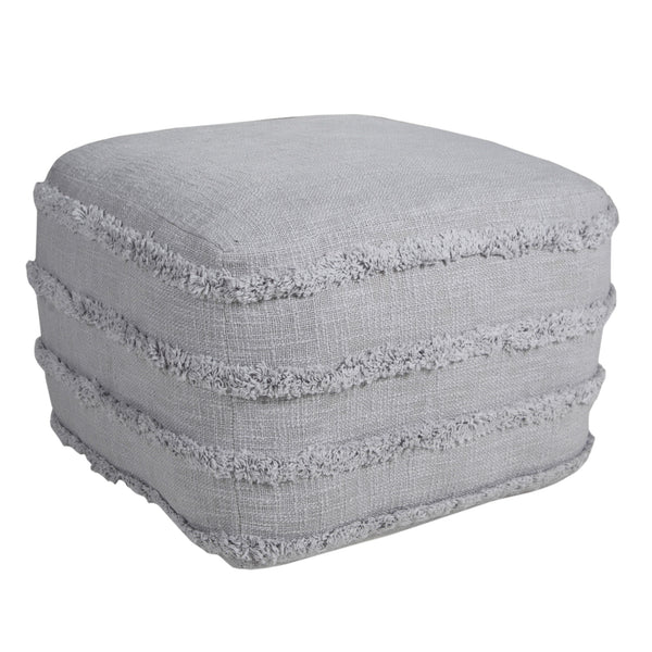 Homeroots 18" Gray 100% Cotton Ottoman Light Gray Cotton 517936