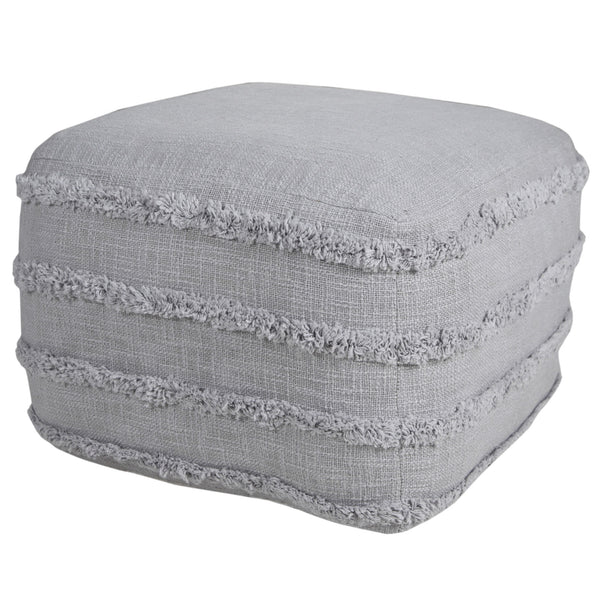 Homeroots 18" Gray 100% Cotton Ottoman Light Gray Cotton 517936