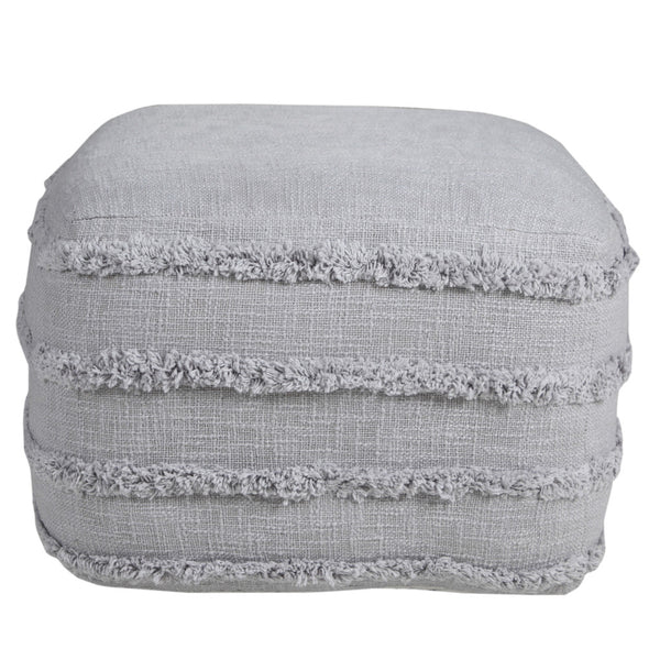 Homeroots 18" Gray 100% Cotton Ottoman Light Gray Cotton 517936