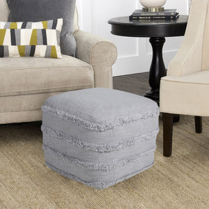 Homeroots 18" Gray 100% Cotton Ottoman Light Gray Cotton 517936