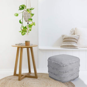 Homeroots 18" Gray 100% Cotton Ottoman Light Gray Cotton 517936