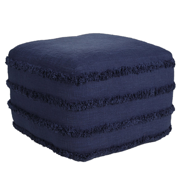 Homeroots 18" Blue 100% Cotton Ottoman Navy Blue Cotton 517937