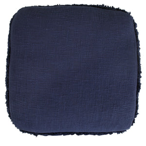 Homeroots 18" Blue 100% Cotton Ottoman Navy Blue Cotton 517937