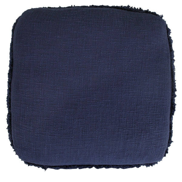 Homeroots 18" Blue 100% Cotton Ottoman Navy Blue Cotton 517937