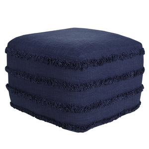 Homeroots 18" Blue 100% Cotton Ottoman Navy Blue Cotton 517937