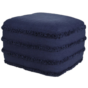 Homeroots 18" Blue 100% Cotton Ottoman Navy Blue Cotton 517937