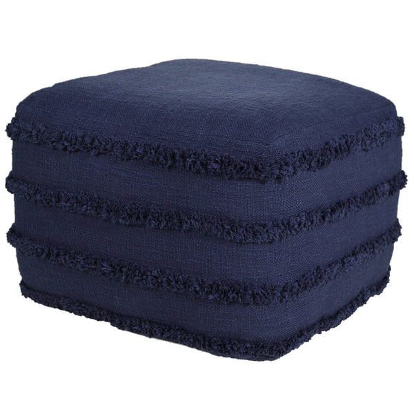Homeroots 18" Blue 100% Cotton Ottoman Navy Blue Cotton 517937