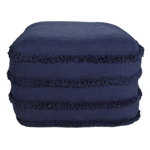 Homeroots 18" Blue 100% Cotton Ottoman Navy Blue Cotton 517937