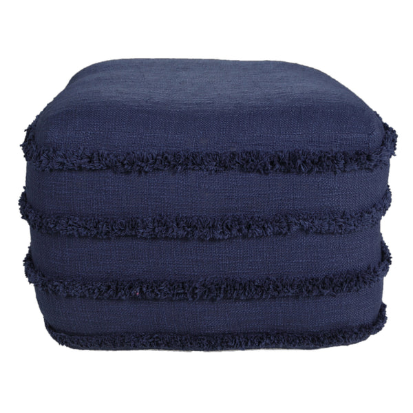 Homeroots 18" Blue 100% Cotton Ottoman Navy Blue Cotton 517937
