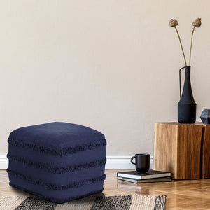 Homeroots 18" Blue 100% Cotton Ottoman Navy Blue Cotton 517937