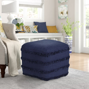 Homeroots 18" Blue 100% Cotton Ottoman Navy Blue Cotton 517937