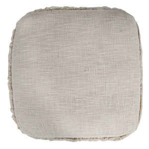 Homeroots 18" Cream Cotton Tufted Stripe Cube Pouf Ottoman Beige  517938