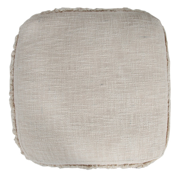 Homeroots 18" Cream Cotton Tufted Stripe Cube Pouf Ottoman Beige  517938