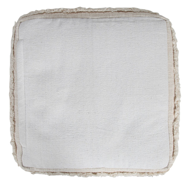 Homeroots 18" Cream Cotton Tufted Stripe Cube Pouf Ottoman Beige  517938