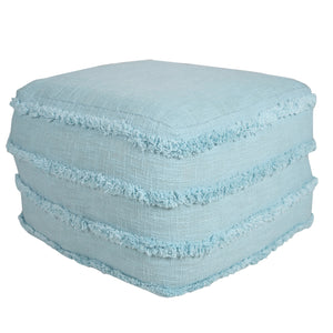 Homeroots 18" Blue 100% Cotton Ottoman Bright Blue Cotton 517939
