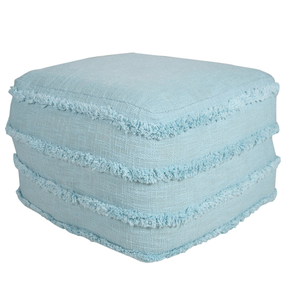 Homeroots 18" Blue 100% Cotton Ottoman Bright Blue Cotton 517939