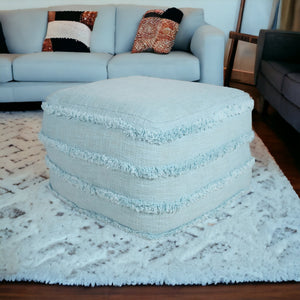 Homeroots 18" Blue 100% Cotton Ottoman Bright Blue Cotton 517939