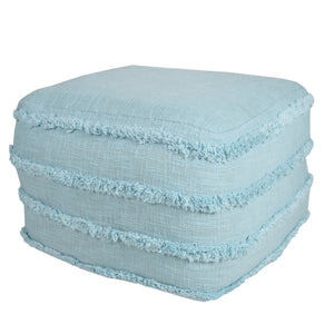 Homeroots 18" Blue 100% Cotton Ottoman Bright Blue Cotton 517939