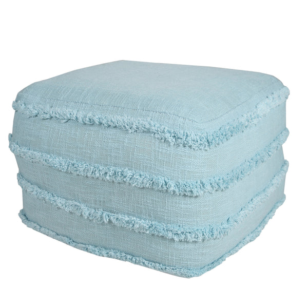 Homeroots 18" Blue 100% Cotton Ottoman Bright Blue Cotton 517939