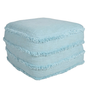 Homeroots 18" Blue 100% Cotton Ottoman Bright Blue Cotton 517939