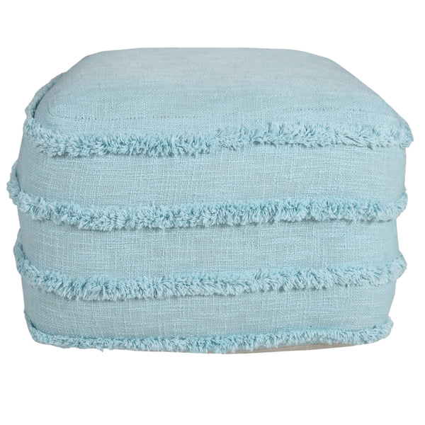 Homeroots 18" Blue 100% Cotton Ottoman Bright Blue Cotton 517939