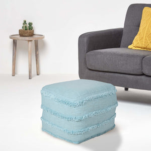 Homeroots 18" Blue 100% Cotton Ottoman Bright Blue Cotton 517939