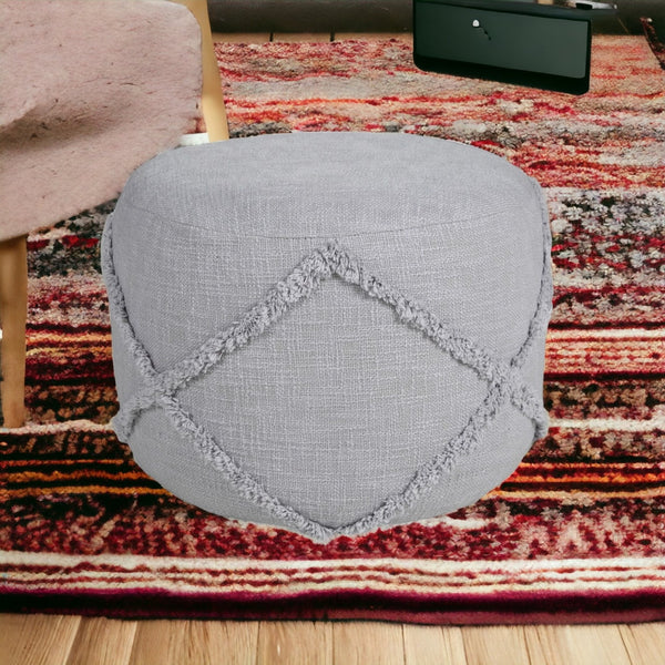 Homeroots 18" Gray 100% Cotton Ottoman Light Gray Cotton 517940