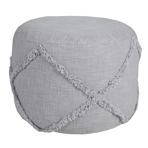 Homeroots 18" Gray 100% Cotton Ottoman Light Gray Cotton 517940